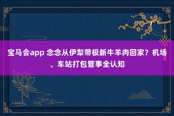 宝马会app 念念从伊犁带极新牛羊肉回家？机场、车站打包管事全认知