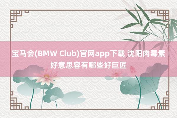 宝马会(BMW Club)官网app下载 沈阳肉毒素好意思容有哪些好巨匠