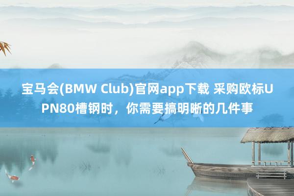 宝马会(BMW Club)官网app下载 采购欧标UPN80槽钢时，你需要搞明晰的几件事