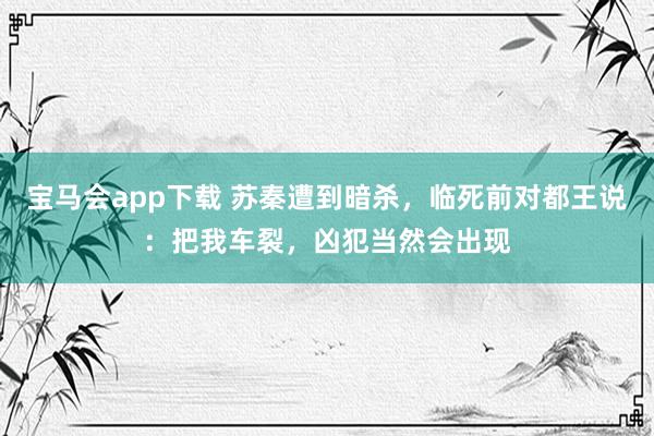 宝马会app下载 苏秦遭到暗杀，临死前对都王说：把我车裂，凶犯当然会出现