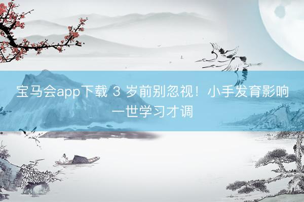 宝马会app下载 3 岁前别忽视！小手发育影响一世学习才调