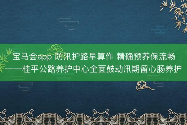 宝马会app 防汛护路早算作 精确预养保流畅——桂平公路养护中心全面鼓动汛期留心肠养护